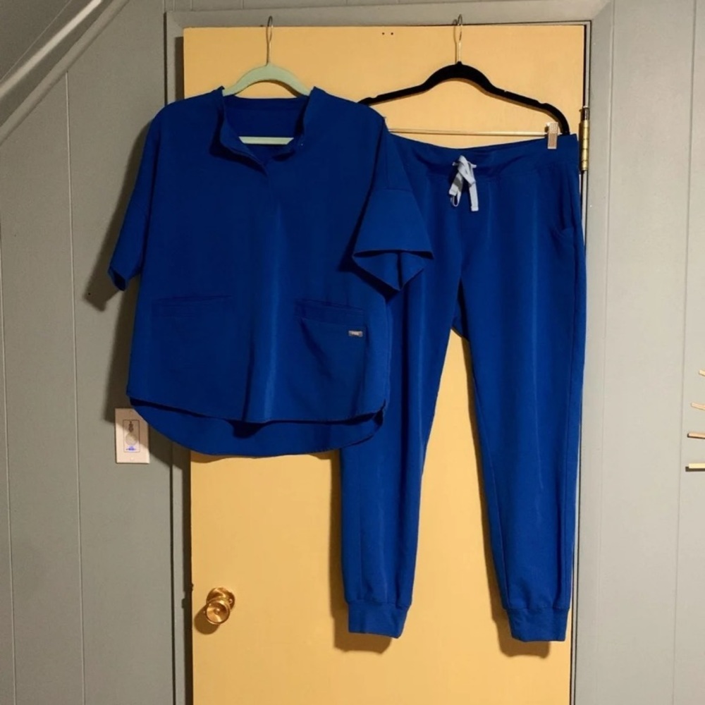 Figs scrubs royal blue set